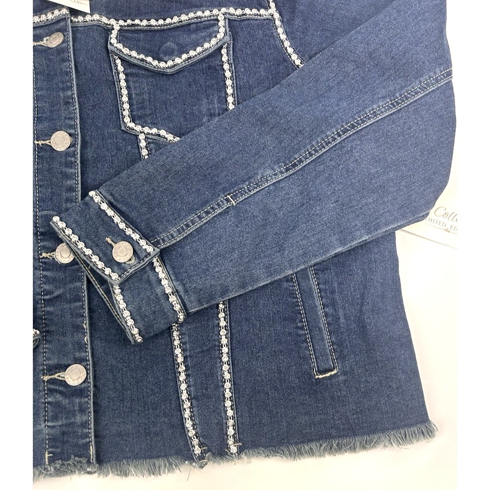 Cato Collection Limited Edition CZ studded denim jean jacket NWT XL - Picture 3 of 9